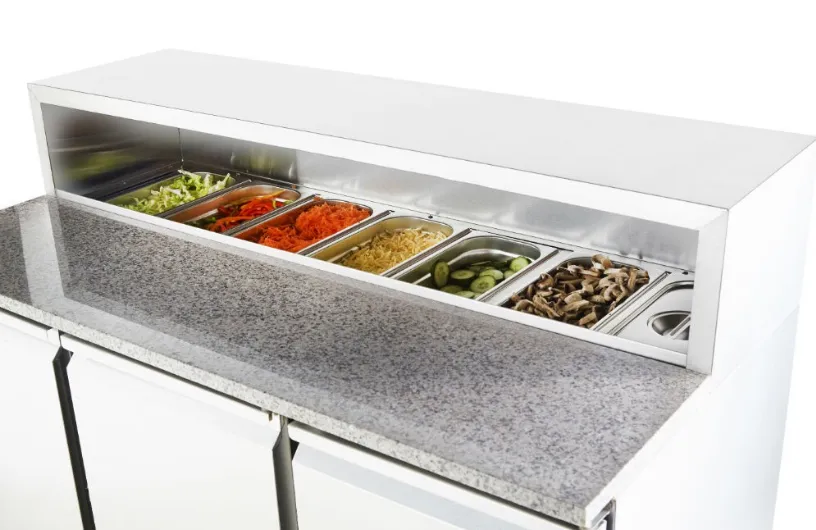 Sandwich Pizza Marble bench Salad bar
